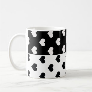 Schwarz-weiße Liebe Herzmuster Kaffeetasse
