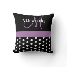 Schwarz-weiße Lila Monogram Script Polka Dots