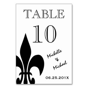 Schwarz-weiße Lilien-Tischnummer-Karte Tischnummer