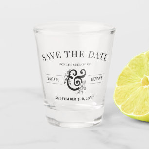 Schwarz-weiße Linie Art Blumenstrauß Sandstrand No Schnapsglas