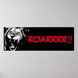 Schwarz-weiße Lion Pop Art Comic Rockschrift Poster