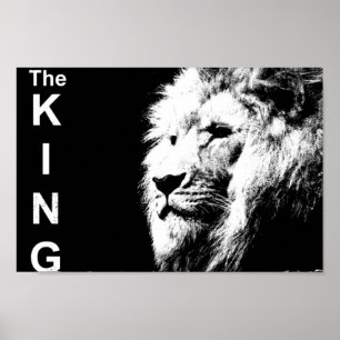 Schwarz-weiße Lion Template Nature Animal The King Poster