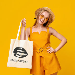 Schwarz& weiße Lippen Tote Bag Tragetasche