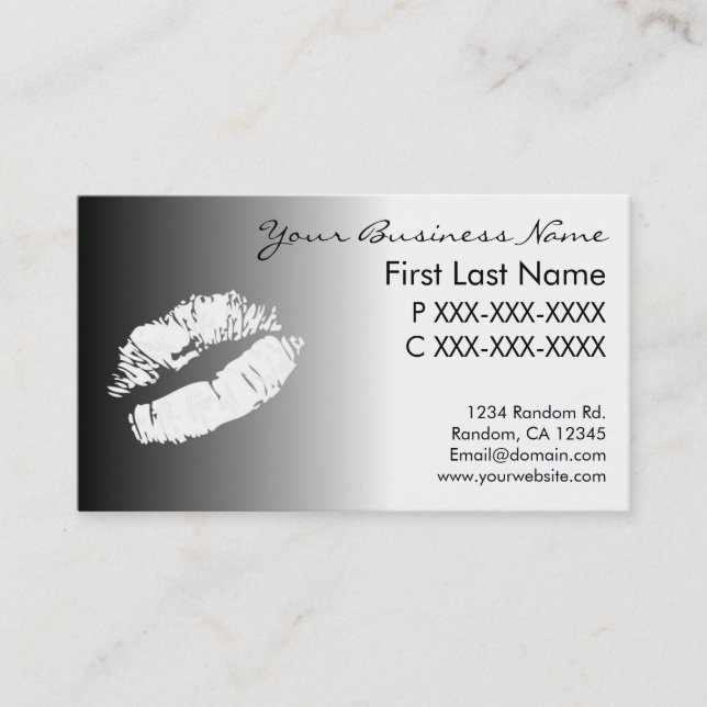 Schwarz-weiße Lippenstift-Markierungskarten verbla Visitenkarte (Vorderseite)