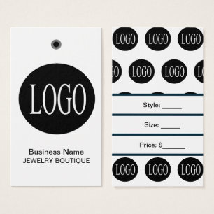 Schwarz-weiße Logo-Preisschilder für Schmuck