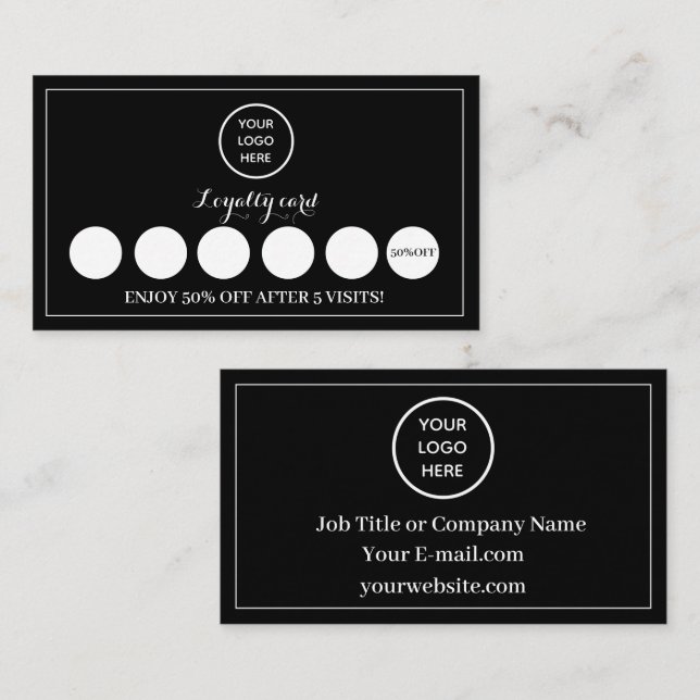 Schwarz-weiße Logos Moderne Belohnung für Unterneh Treuekarte (Vorne/Hinten)