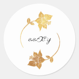 Schwarz-weiße Lux Floral Save the Date Runder Aufkleber