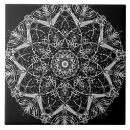 Schwarz-weiße Mandala-Keramikfliese Fliese