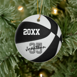 Schwarz-weiße Mannschaftsfarben Basketballmemento Keramik Ornament