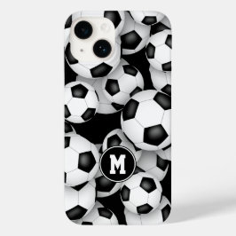 Schwarz-weiße Mannschaftsfarben Kinderfußballmuste Case-Mate iPhone 14 Hülle