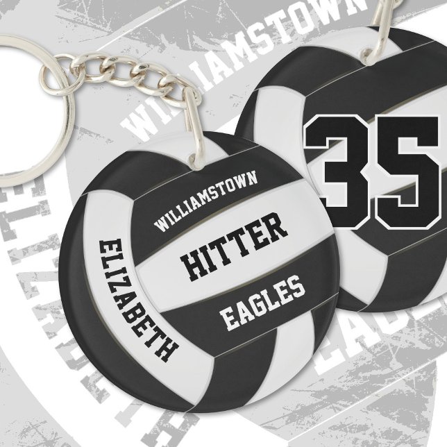 Schwarz-weiße Mannschaftsfarben personalisierte Vo Schlüsselanhänger (Von Creator hochgeladen)