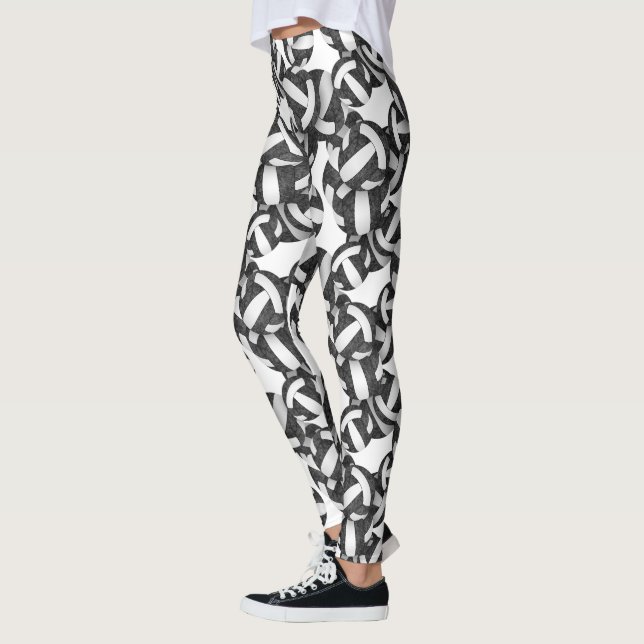 Schwarz-weiße Mannschaftsfarbenmuster Leggings (Links)