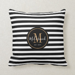 Schwarz-weiße Markierungsstreifen Kissen