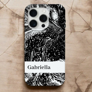 Schwarz-weiße Marmornamenslinie Case-Mate iPhone Hülle