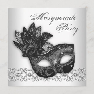 Schwarz-weiße Masquerade-Party Einladungen
