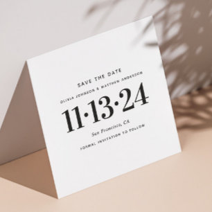 Schwarz-Weiße Minimalistische Hochzeit. Saubere Ty Save The Date