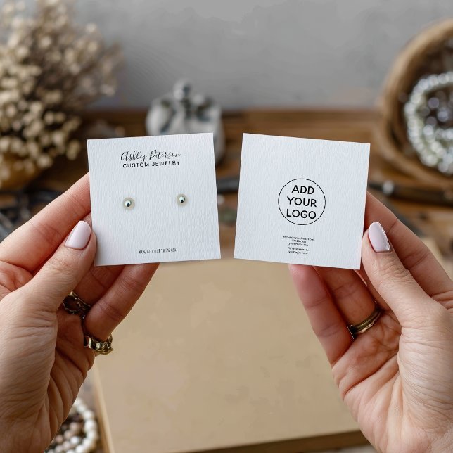 Schwarz-weiße minimalistische Ohrring-Anzeige des  (Logo black white minimalist stud earring display)