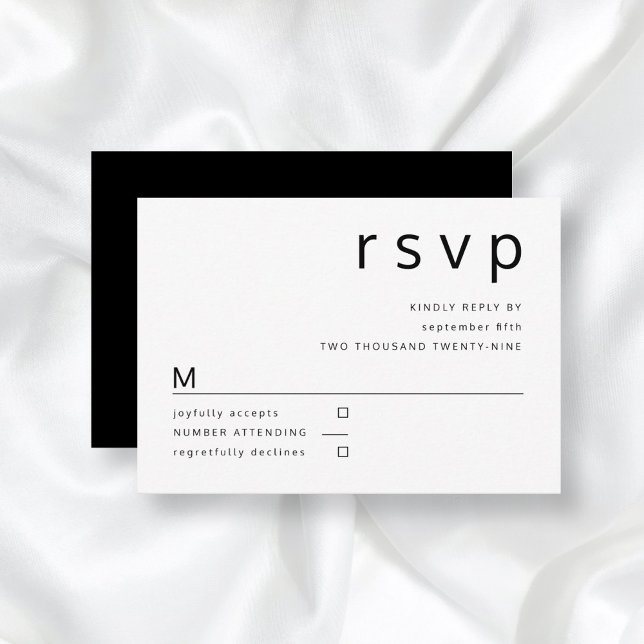 Schwarz-weiße Minimalistische Typografie RSVP Karte (Von Creator hochgeladen)