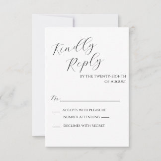 Schwarz-weiße minimalistischer Antwortkarte RSVP Karte