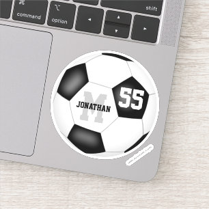 Schwarz-weiße, mit Monogramm Jungen, Fußball Aufkleber