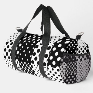 Schwarz-weiße Mode mit Punkten im Design Duffle Bag