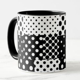 Schwarz-weiße Mode mit Punkten im Design Tasse