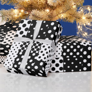 Schwarz Weiße Mode Polka Punkte Stil Design Geschenkpapier