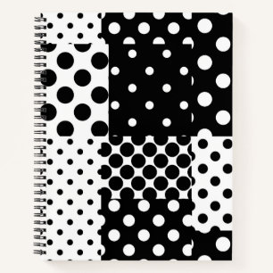 Schwarz Weiße Mode Polka Punkte Stil Design Notizbuch