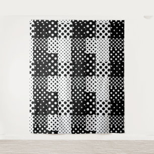 Schwarz Weiße Mode Polka Punkte Stil Design Wandteppich