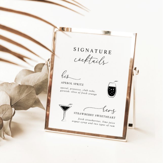 Schwarz-weiße moderne elegante Unterschrift Drinks (Von Creator hochgeladen)
