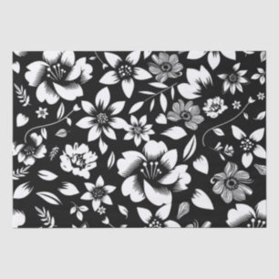 Schwarz Weiße Moderne Florale Blätter Wehen Seidenpapier