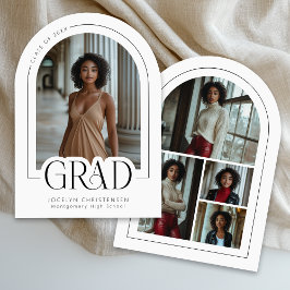 Schwarz-weiße Moderne Foto Collage Grad Bekanntgab Einladung