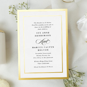 Schwarz-Weiße moderne Kalligrafie-Folie Hochzeit Folieneinladung