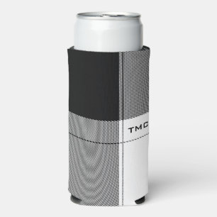 Schwarz-weiße moderne Karierte Initialen Preppy Ch Selters Dosenkühler