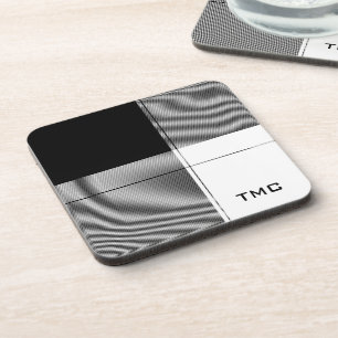 Schwarz-weiße, moderne Karierte INITIALS Präppy Ch Getränkeuntersetzer