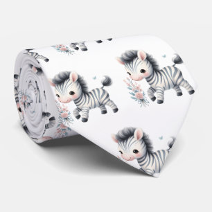 Schwarz-weiße moderne Kawaii süße Zebras Krawatte