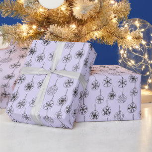 Schwarz-Weiße moderne Schneeflocken lila Weihnacht Geschenkpapier