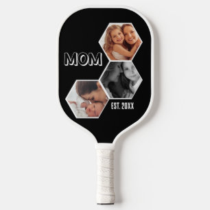 Schwarz-weiße Mom Established Hexagon 3 Foto Pickleball Schläger