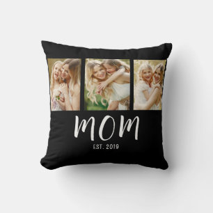 Schwarz Weiße Mom Etabliert Schrift 3 Foto Elegant Kissen