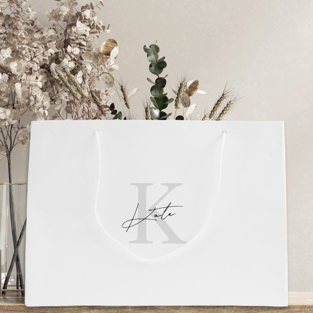Schwarz-weiße Monogram Bridesmaid-Geschenktasche Große Geschenktüte (Von Creator hochgeladen)