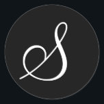 Schwarz-weiße Monogram Letter Wedding Siegel Runder Aufkleber<br><div class="desc">Schwarz-weiße Mongram Letter Wedding Siegels Sticker für Einladungsumschläge</div>