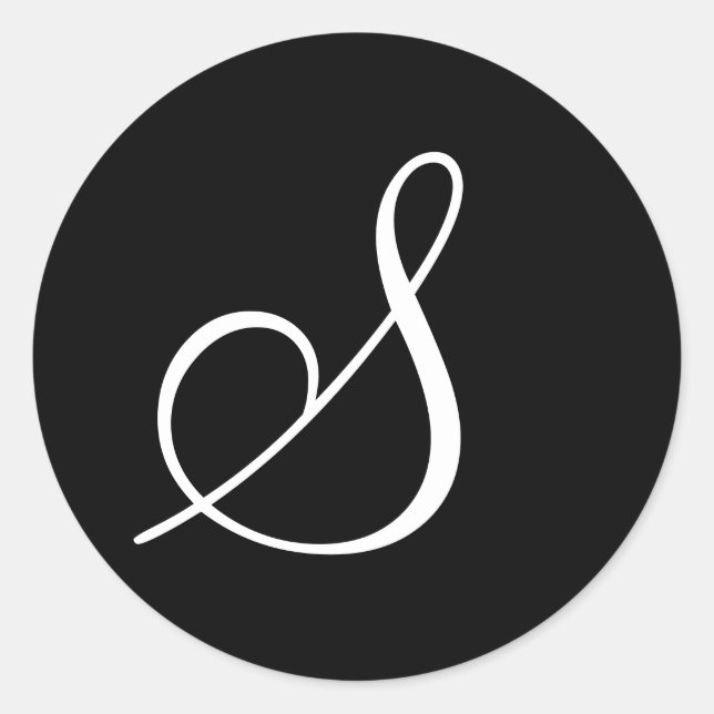 Schwarz-weiße Monogram Letter Wedding Siegel Runder Aufkleber (Vorderseite)