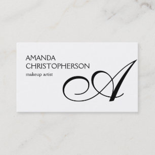 Schwarz-weiße Monogram Makeup Artist Business Card Visitenkarte