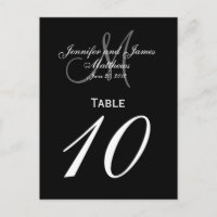 Schwarz-weiße Monogramm-Hochzeitkarten für Tischnu