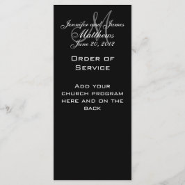 Schwarz-weiße Monogramm-Hochzeitsprogramme Programm