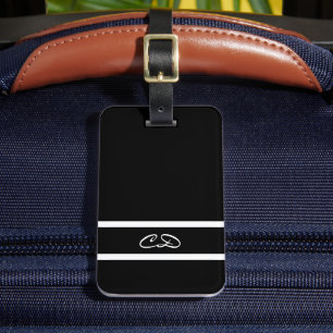 Schwarz-weiße Monogramm-Initialen Gepäckanhänger