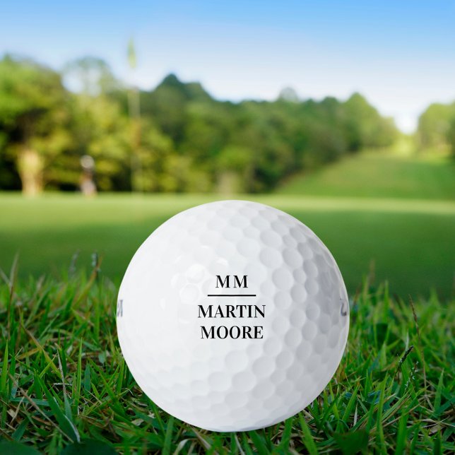 Schwarz-weiße Monogramm-Initialen minimalistisch Golfball (Von Creator hochgeladen)