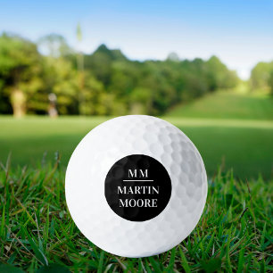 Schwarz-weiße Monogramm-Initialen minimalistischer Golfball