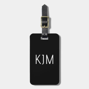 Schwarz-weiße Monogramm-Initialen Namensgeschenk Gepäckanhänger