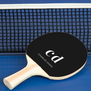 Schwarz-weiße Monogramm-Initittien Name minimalist Tischtennis Schläger